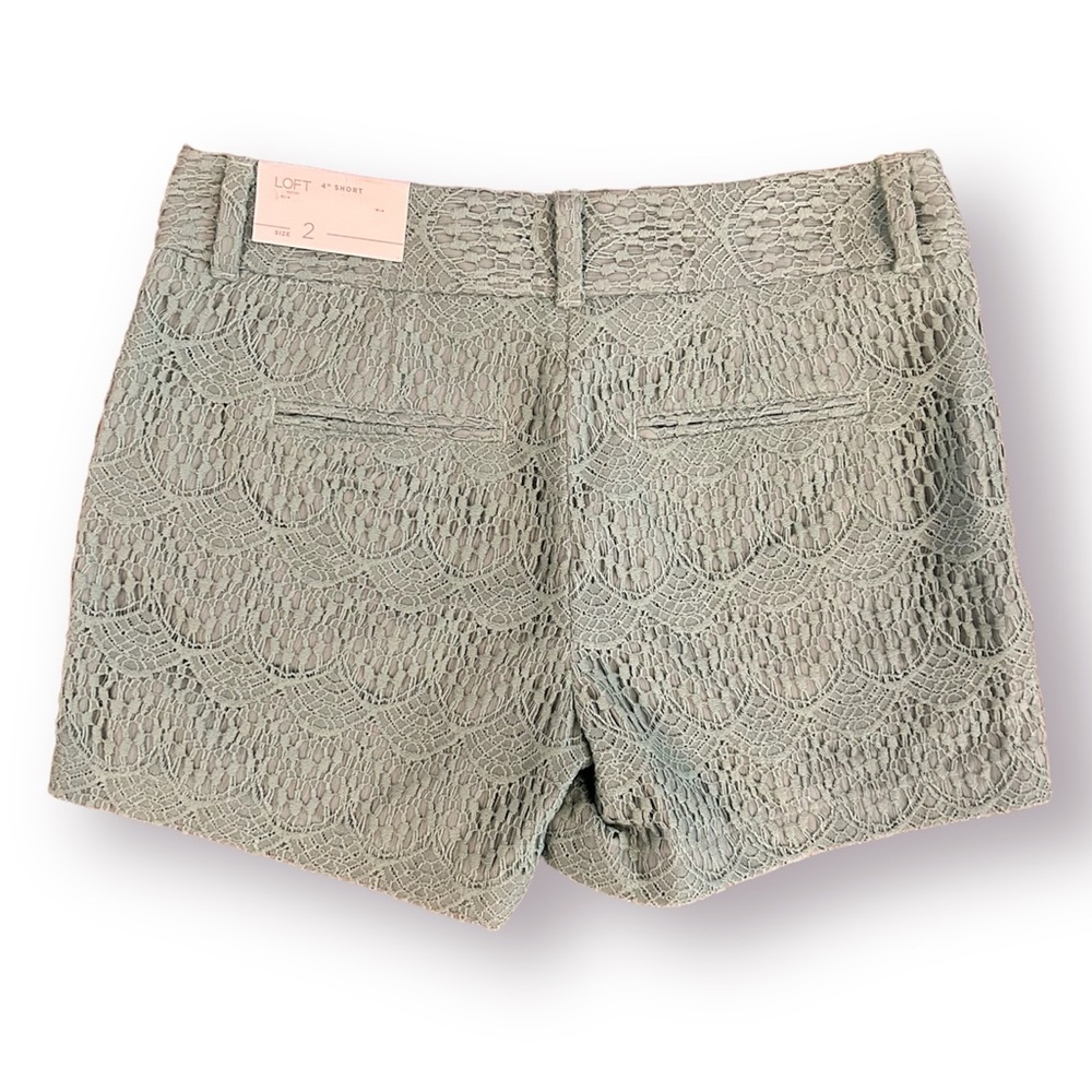 LOFT Lace Overlay Shorts in Sage Green NWT - Picture 4 of 10